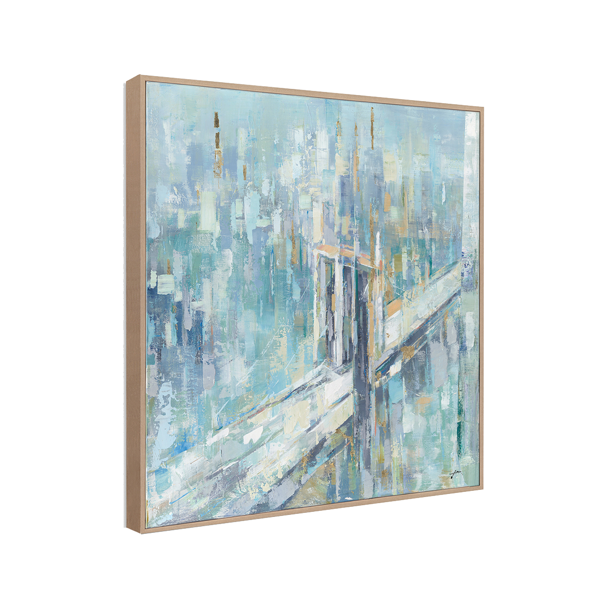 Abstract Blue Bridge Oil Painting #M5784