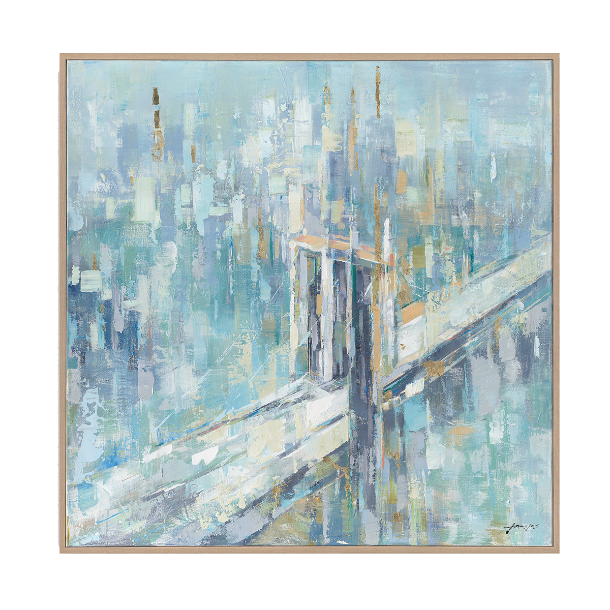 Abstract Blue Bridge Oil Painting #M5784