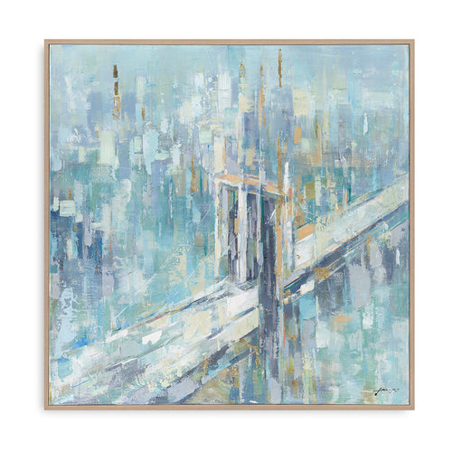 Abstract Blue Bridge Oil Painting #M5784