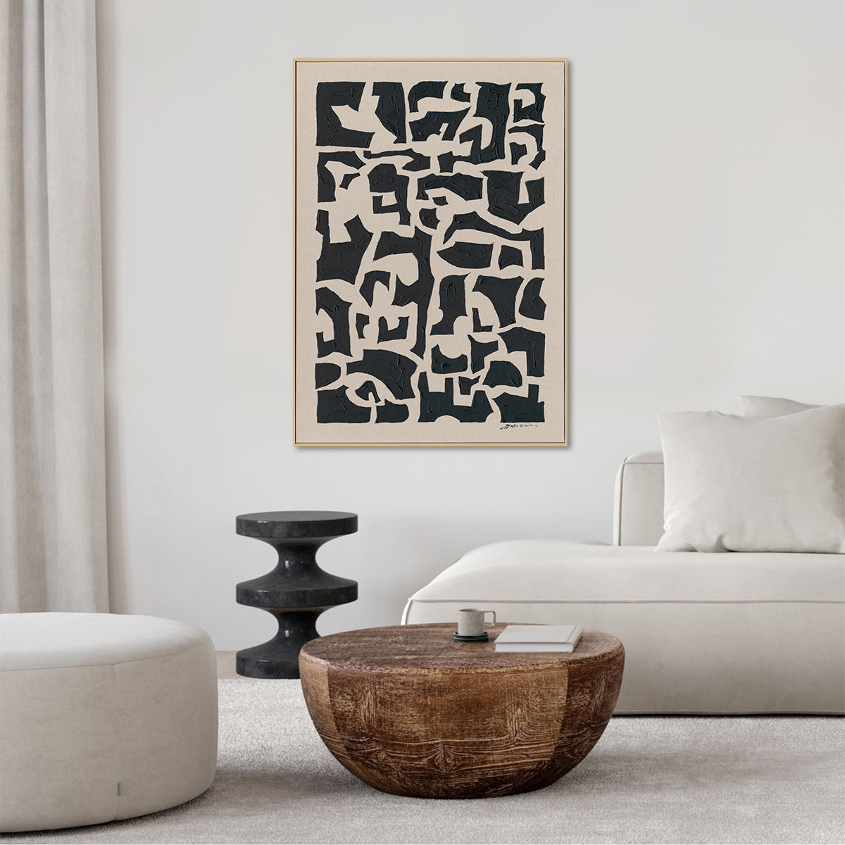 Black Rhythm Abstract Textured Art #M5854