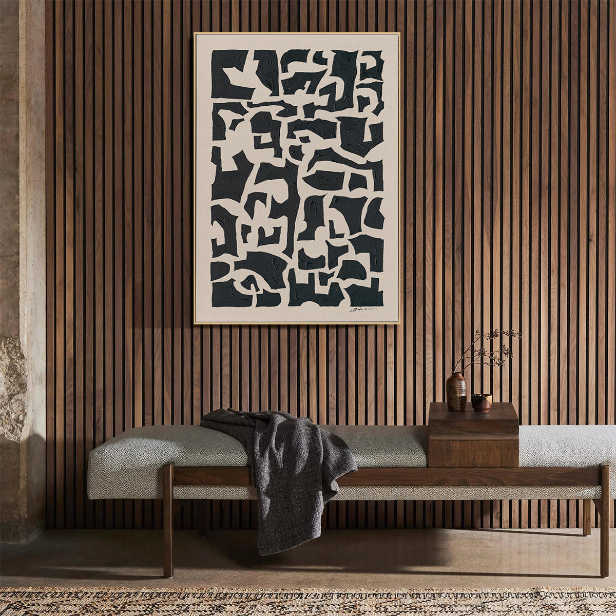 Black Rhythm Abstract Textured Art #M5854