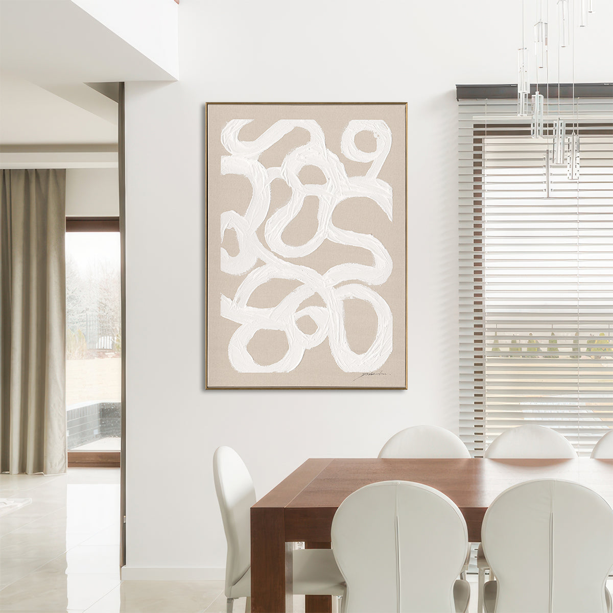 White Flow Minimal Abstract Art #M5856