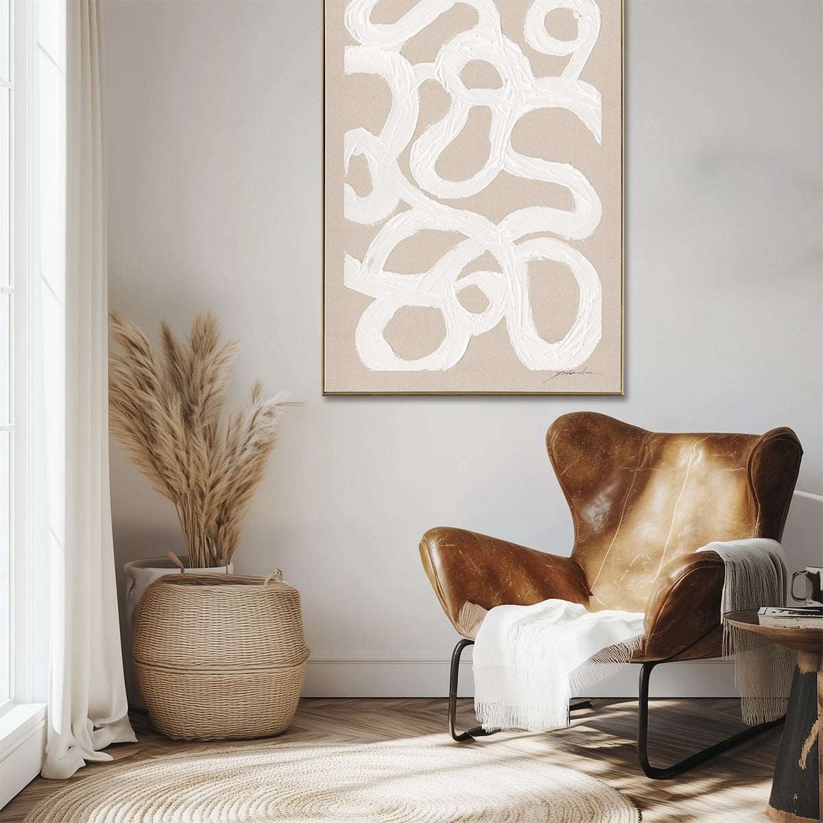 White Flow Minimal Abstract Art #M5856