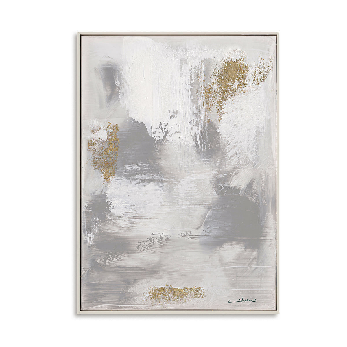 Grey and Gold Abstract Hand painted Wall Art #M5896