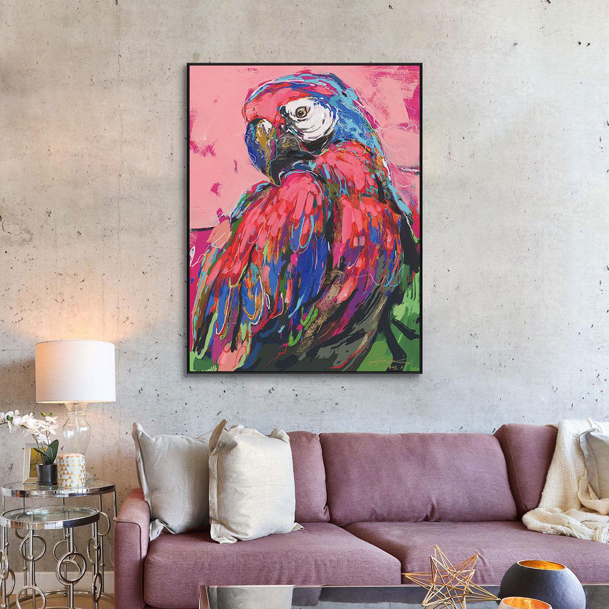 Crimson Glow Parrot Painting #M6018