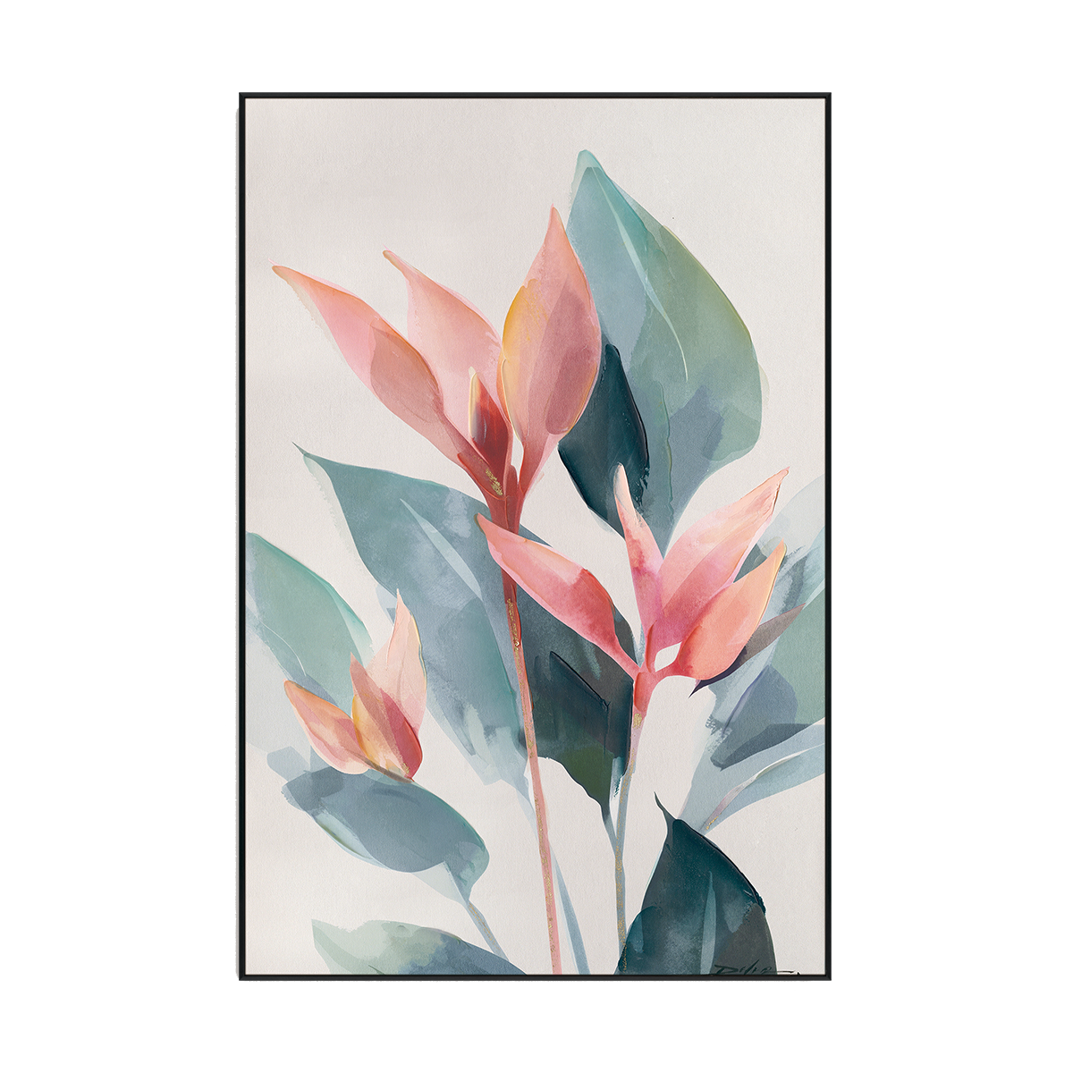 Dawn Leaves Tropical Floral Painting #M6053
