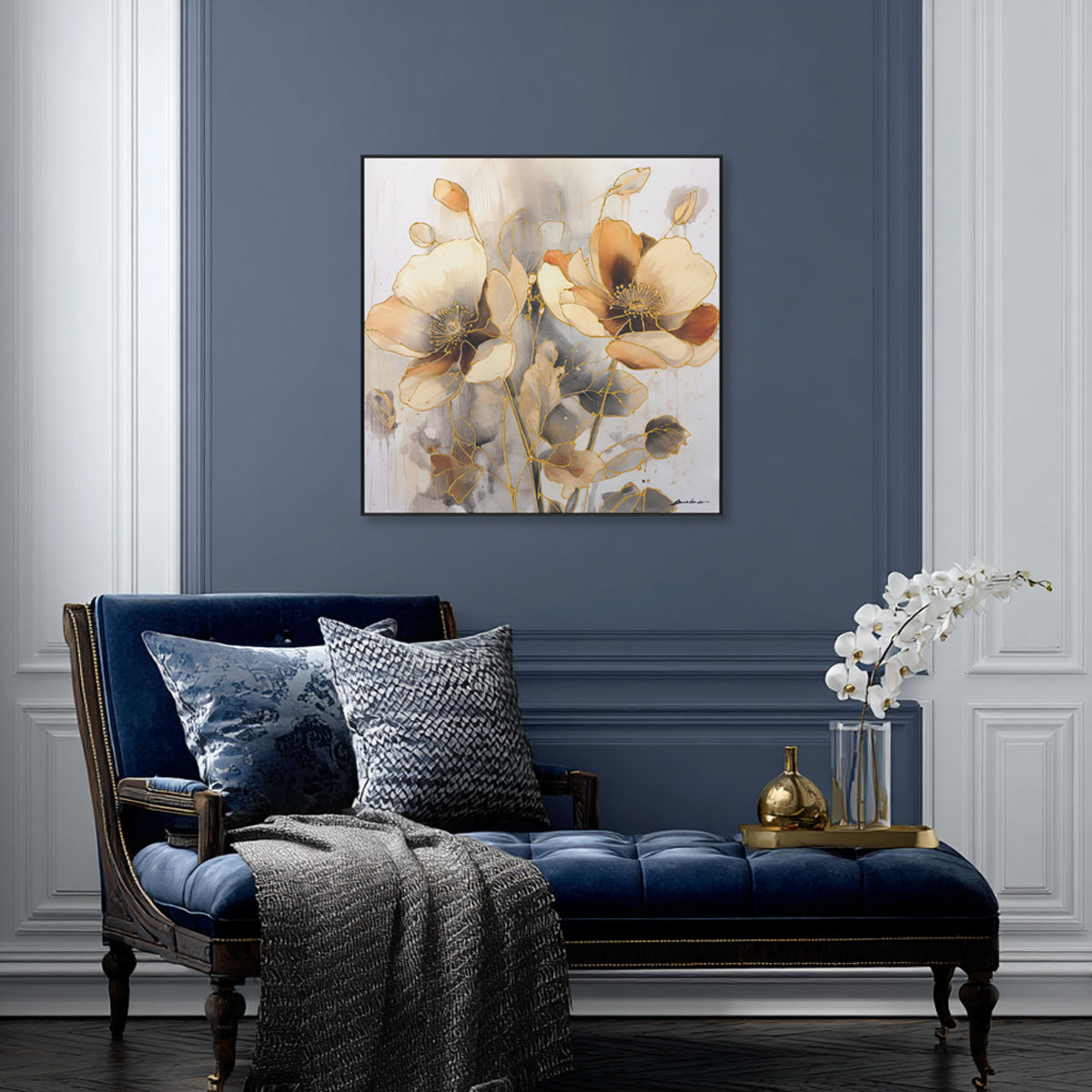 Golden Bloom Abstract Floral #M6918