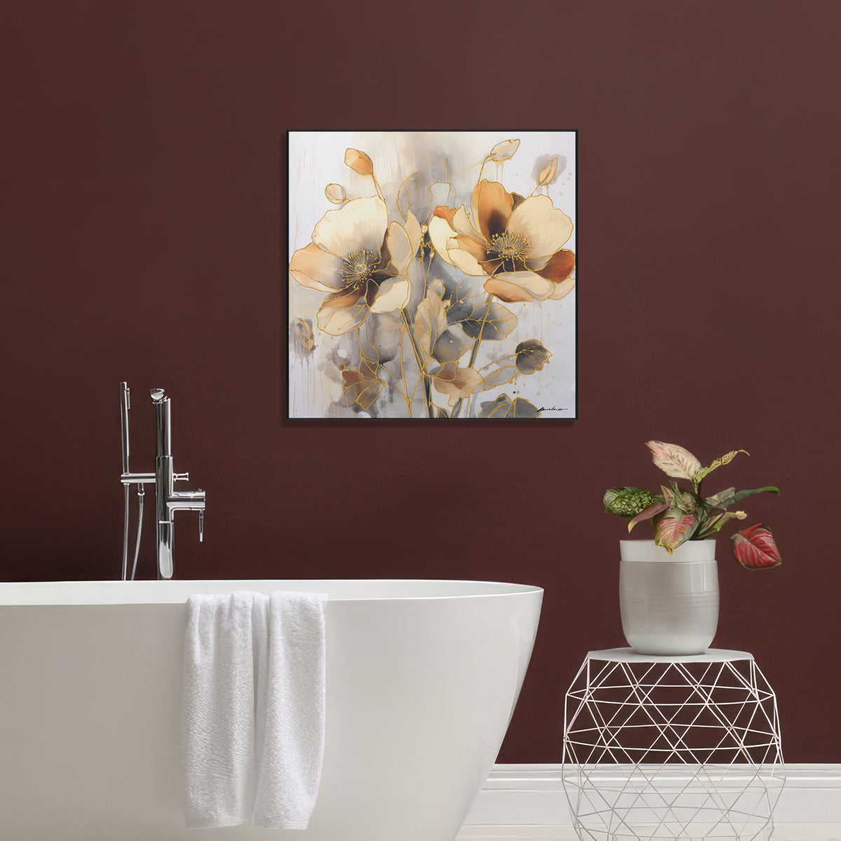 Golden Bloom Abstract Floral #M6918