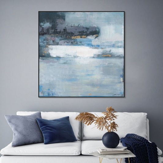 Mist Harbor Blue Abstract Painting #M6977
