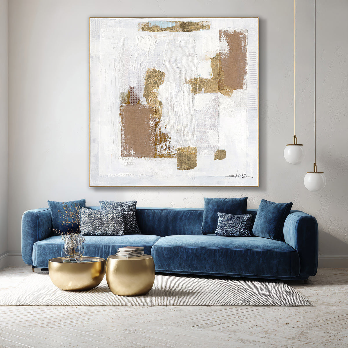 Golden Fragments Abstract Textured Painting #M8120