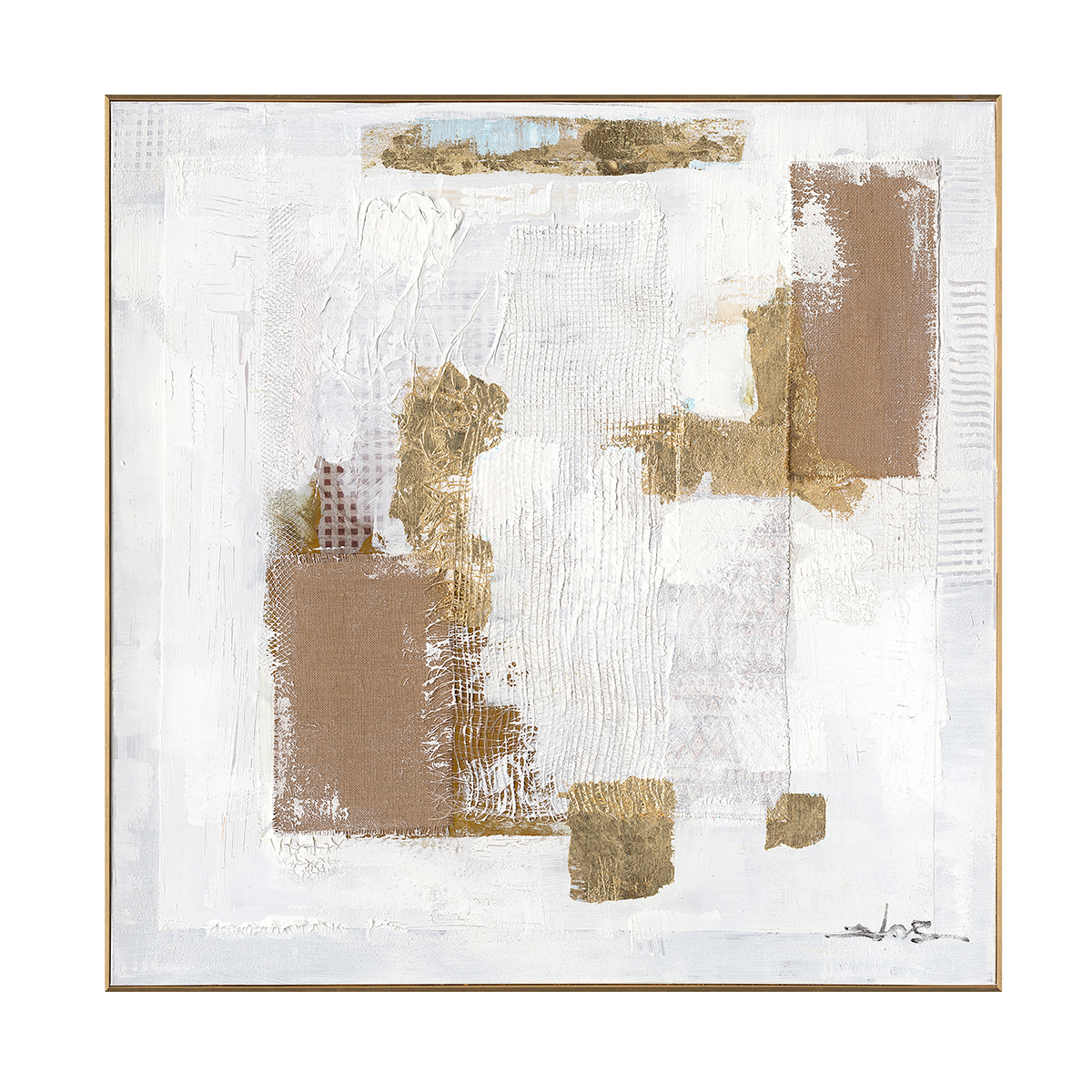 Golden Fragments Abstract Textured Painting #M8120