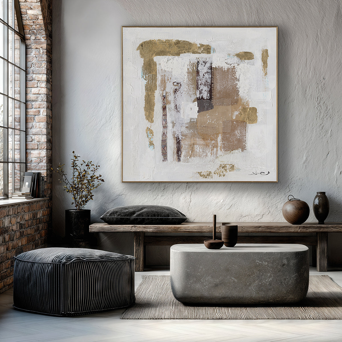 Golden Echo  Abstract Texture Art #M8121
