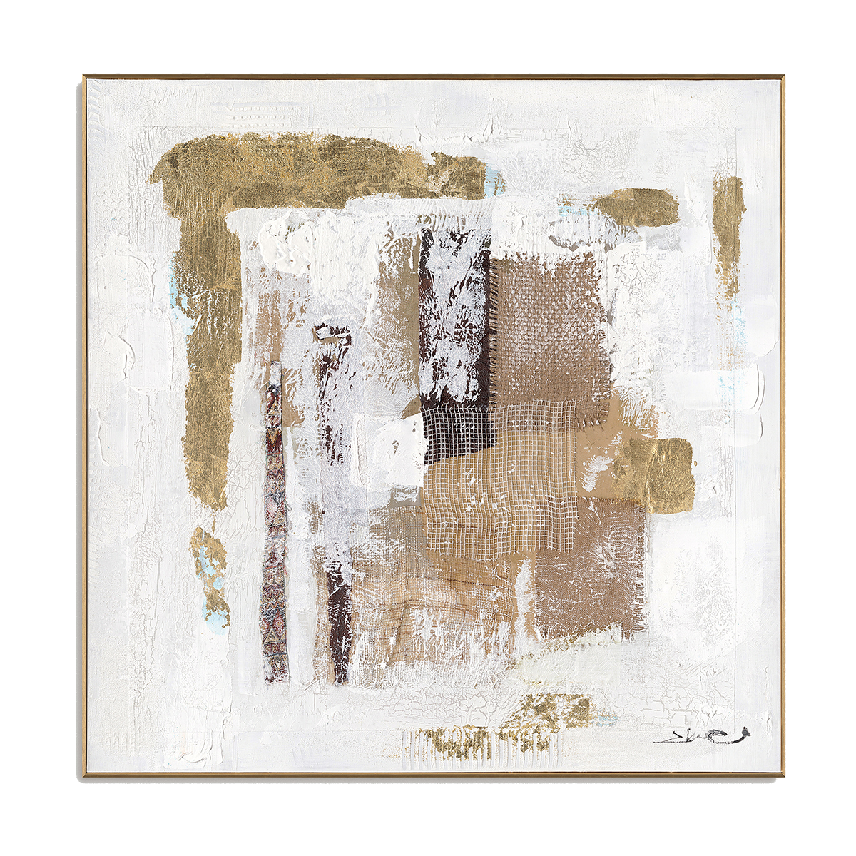 Rustic Layers Gold Beige Abstract Painting #M8121