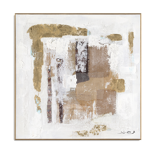 Rustic Layers Gold Beige Abstract Painting #M8121