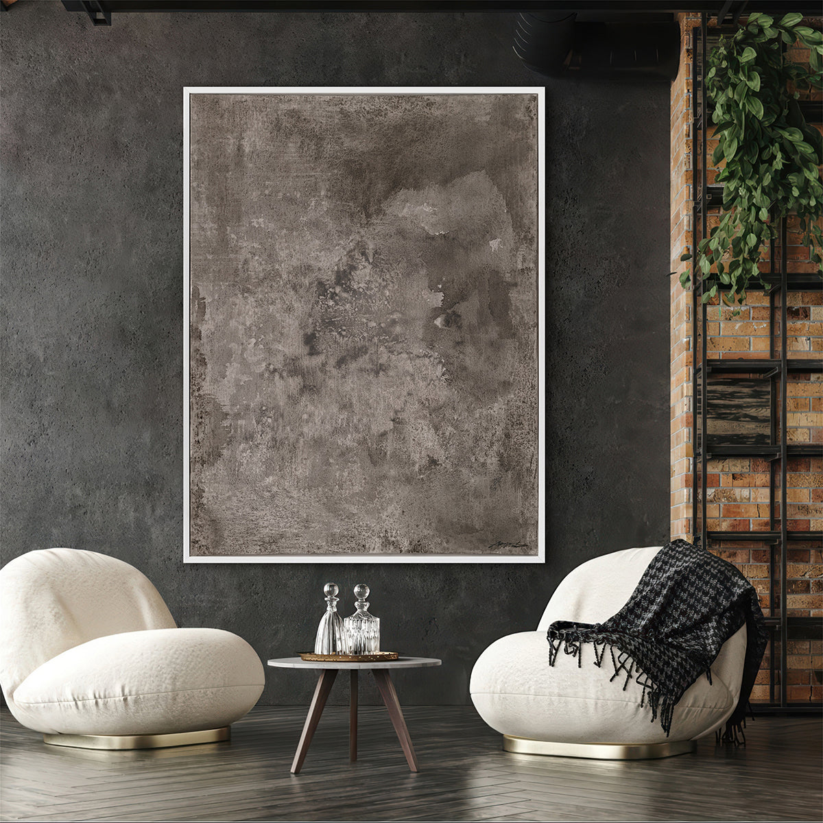 Grey Textured Abstract Painting #M8147