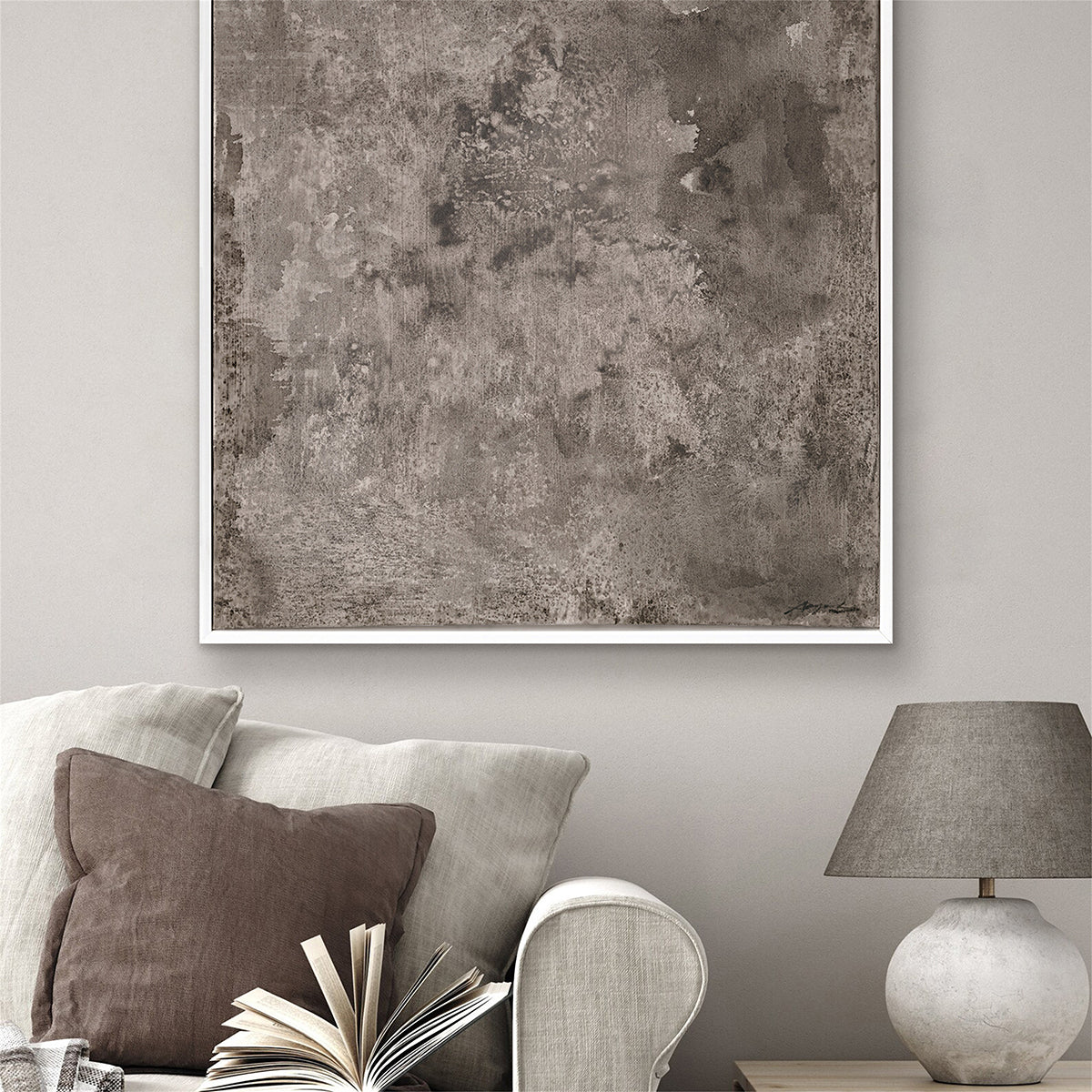 Grey Textured Abstract Painting #M8147