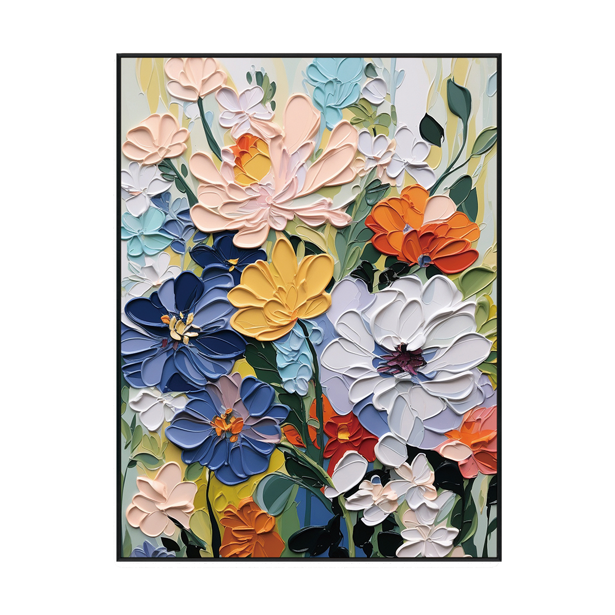 Golden Bloom Colorful Textured Floral Painting #MH-1130