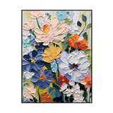 Golden Bloom Colorful Textured Floral Painting #MH-1130