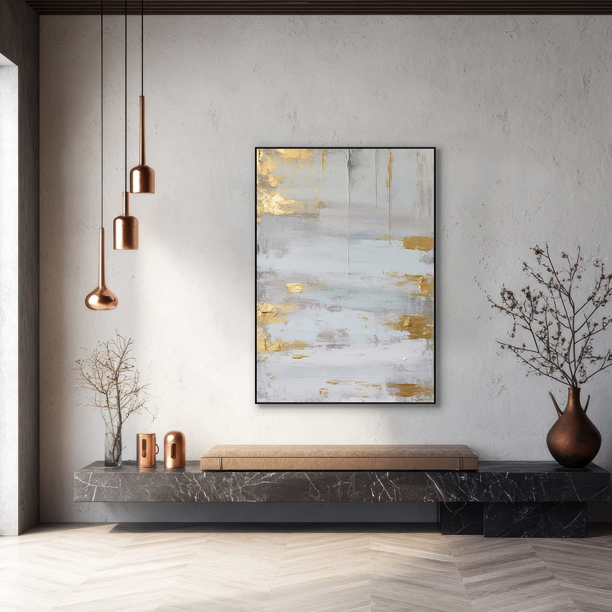 Golden Mist Minimalist Abstract Painting #MH1214