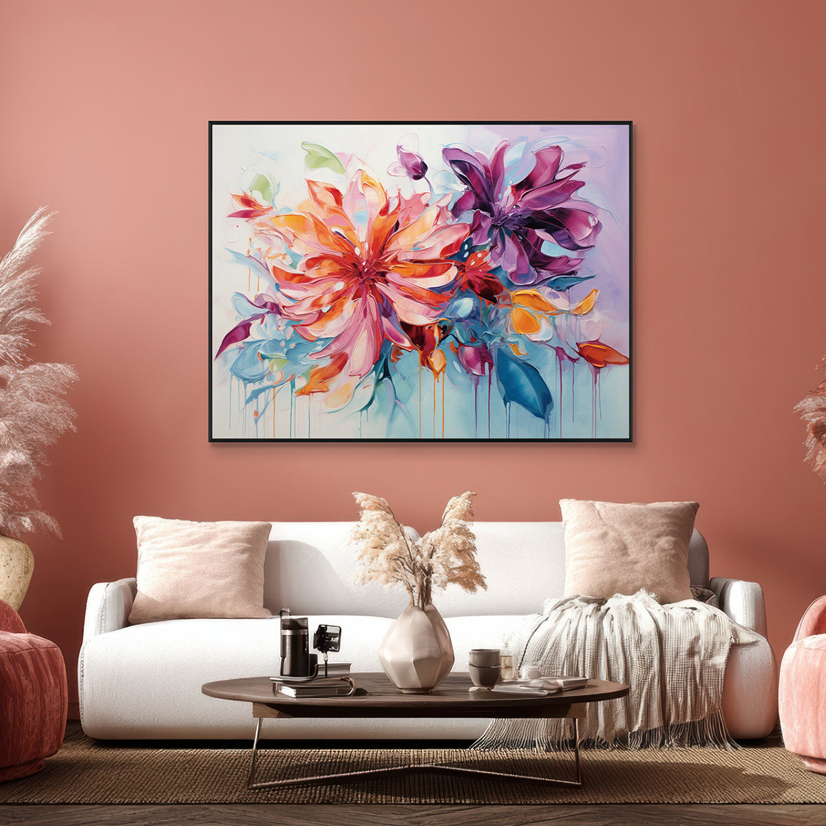 Radiant Bloom Colorful Floral Abstract Painting #MH1220