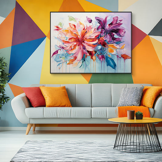 Radiant Bloom Colorful Floral Abstract Painting #MH1220