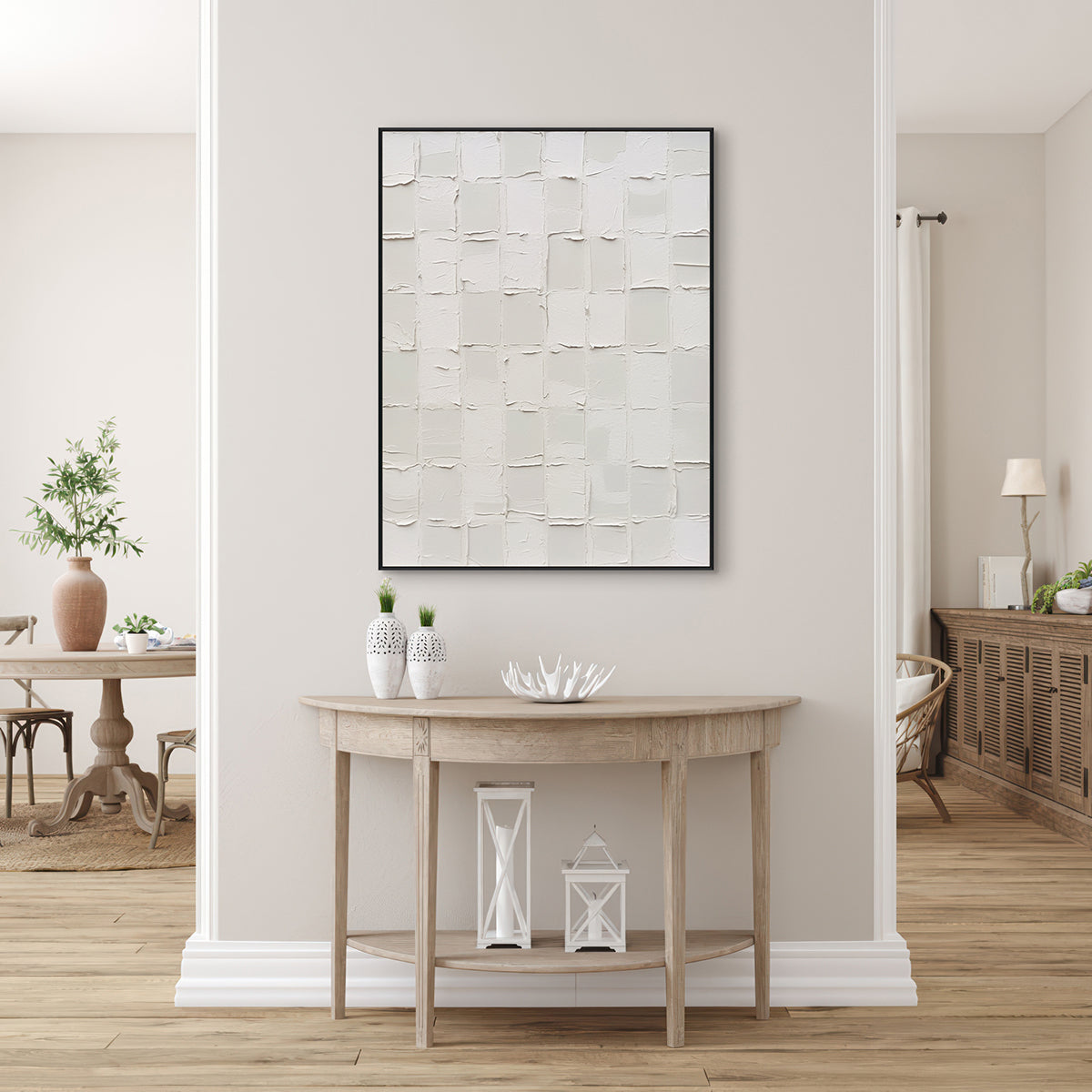 Whispered Texture Minimalist White Abstract Painting #MS1119