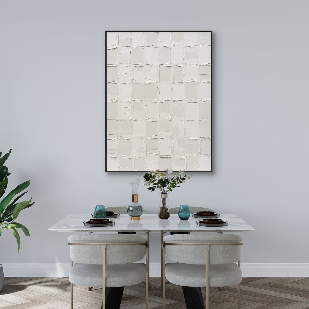 Whispered Texture Minimalist White Abstract Painting #MS1119