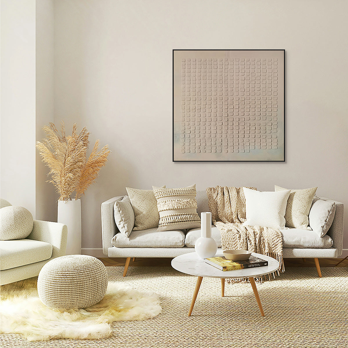 Serene Grid Minimalist Textured Painting #MS1119