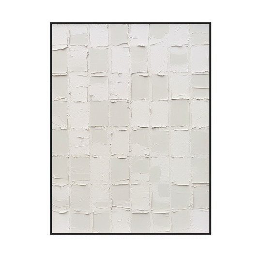 Whispered Texture Minimalist White Abstract Painting #MS1119