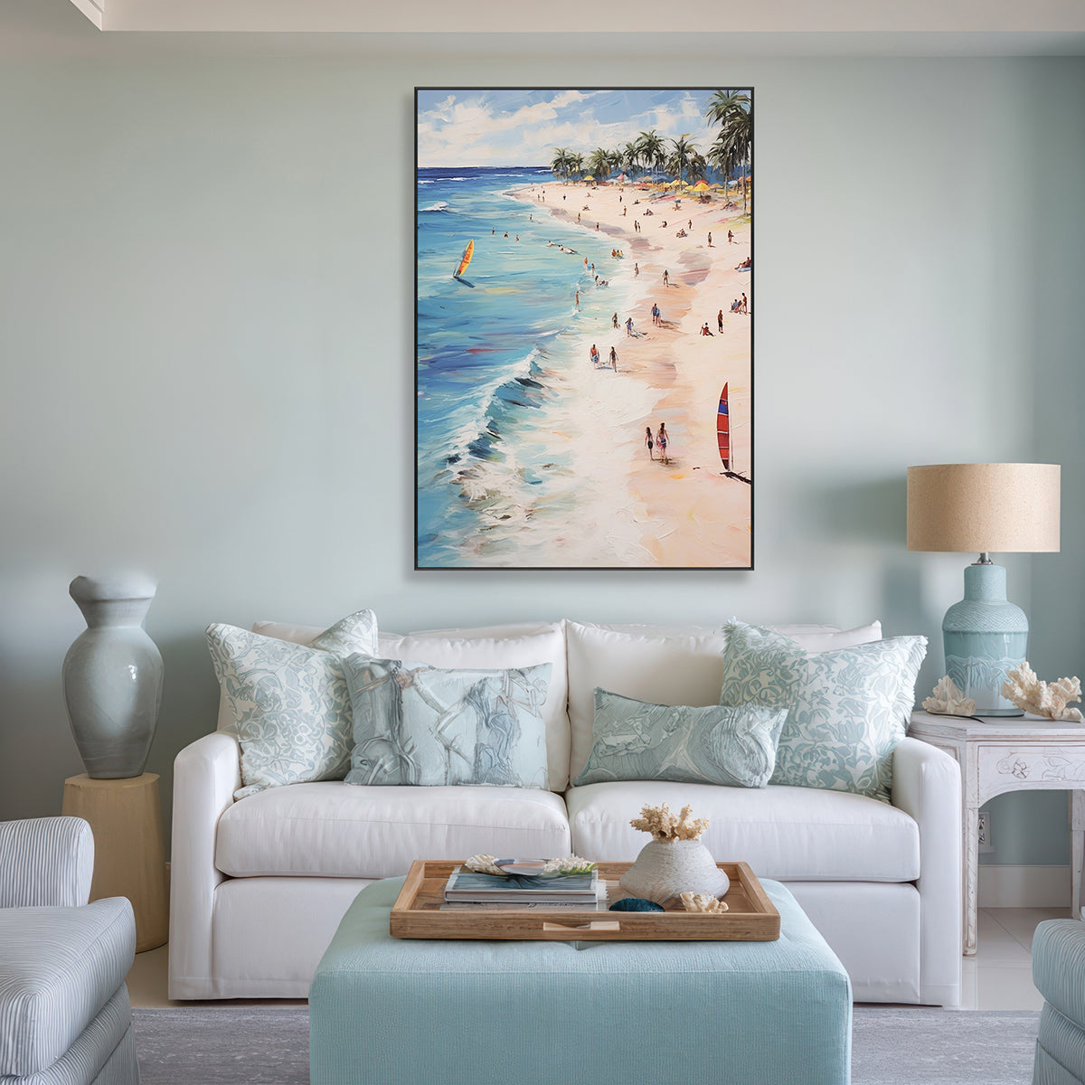 Azure Shore Seaside Landscape Oil Painting #MS2023