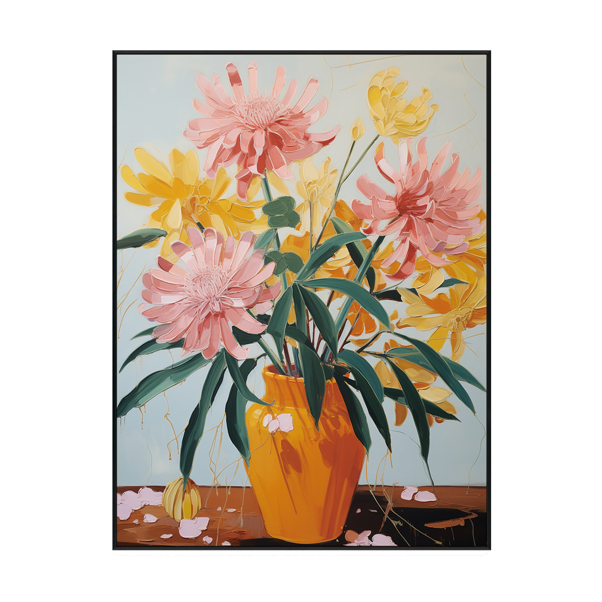 Golden Bloom Vibrant Floral Still Life Painting #MV0919