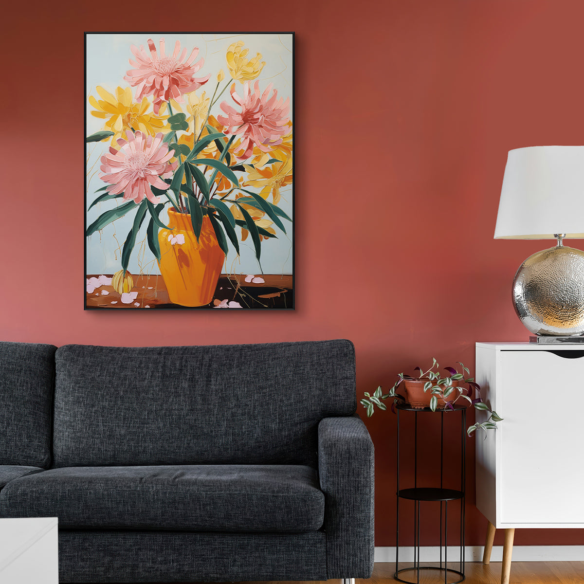 Golden Bloom Vibrant Floral Still Life Painting #MV0919