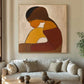 Quiet Embrace Earth-Tone Figurative Painting