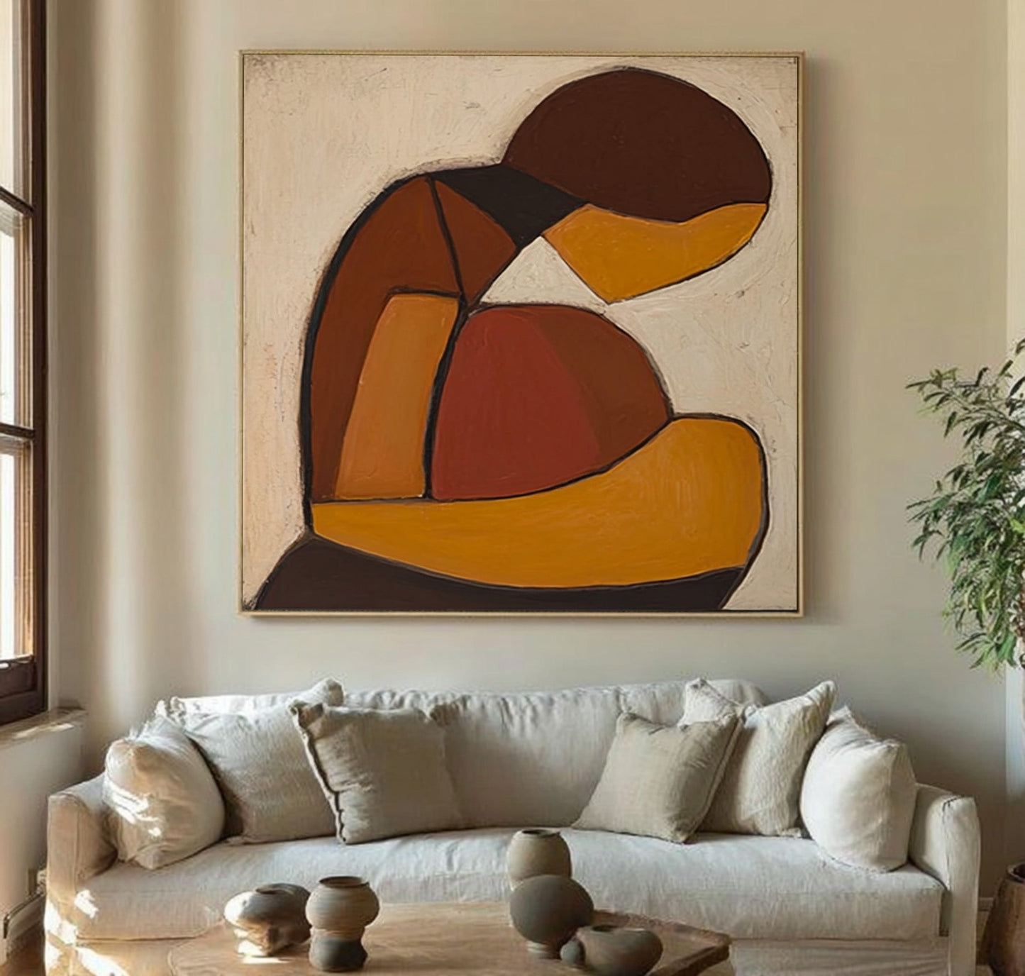 Cocoon Glow Ochre Figurative Painting