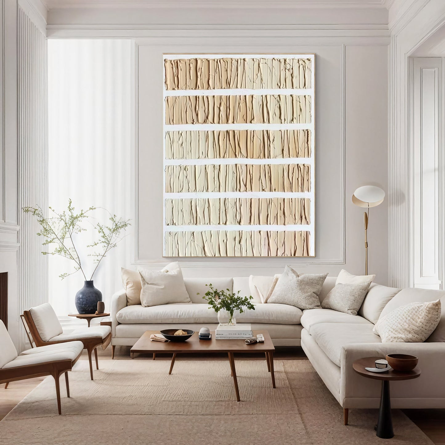 Neutral Striped Texture – Minimalist Abstract Painting