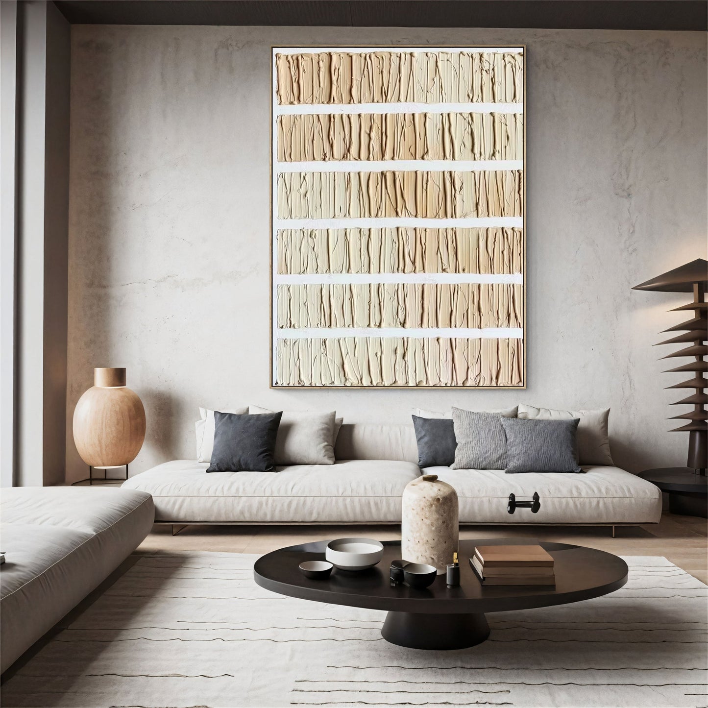 Neutral Striped Texture – Minimalist Abstract Painting