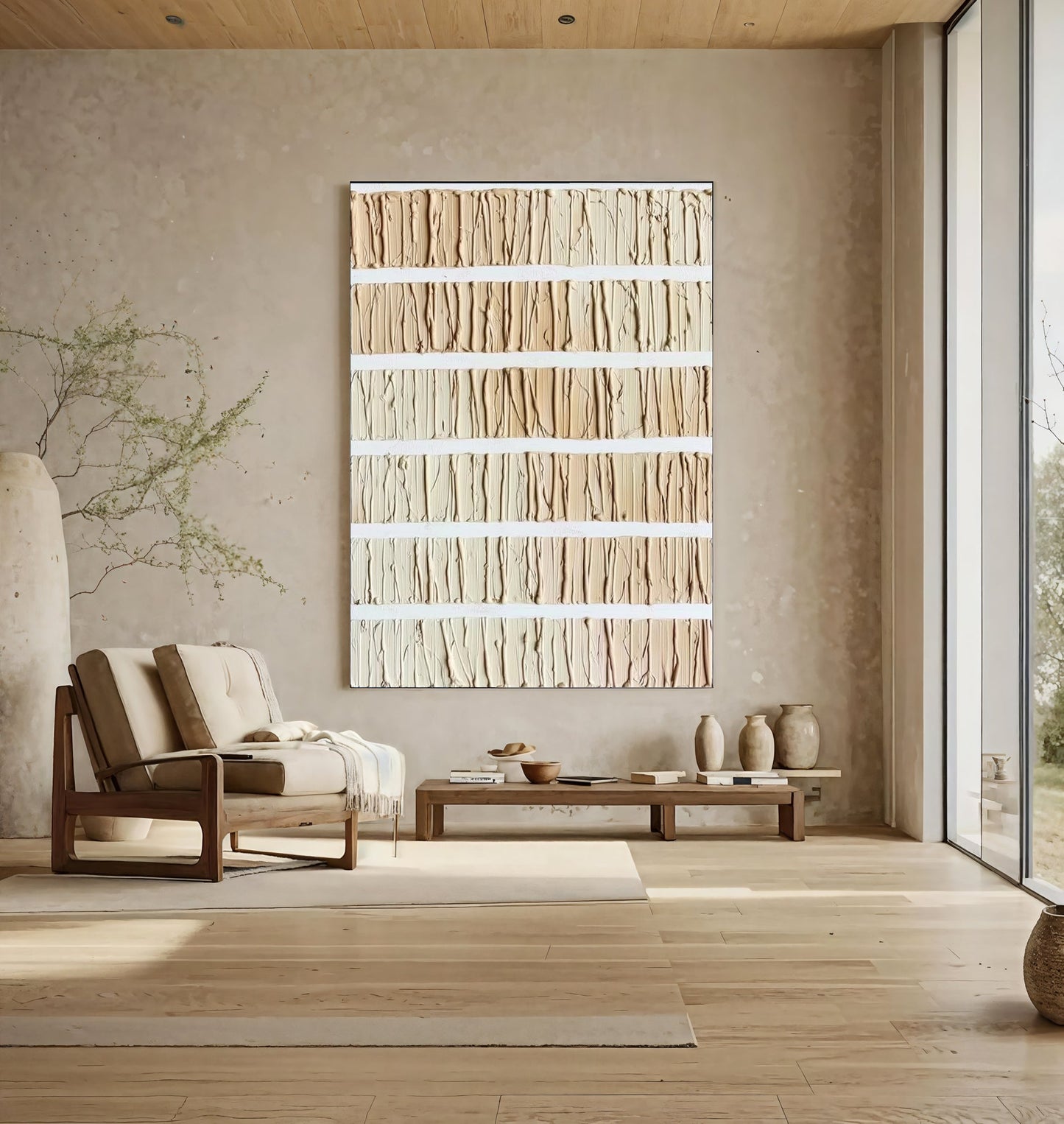 Neutral Striped Texture – Minimalist Abstract Painting