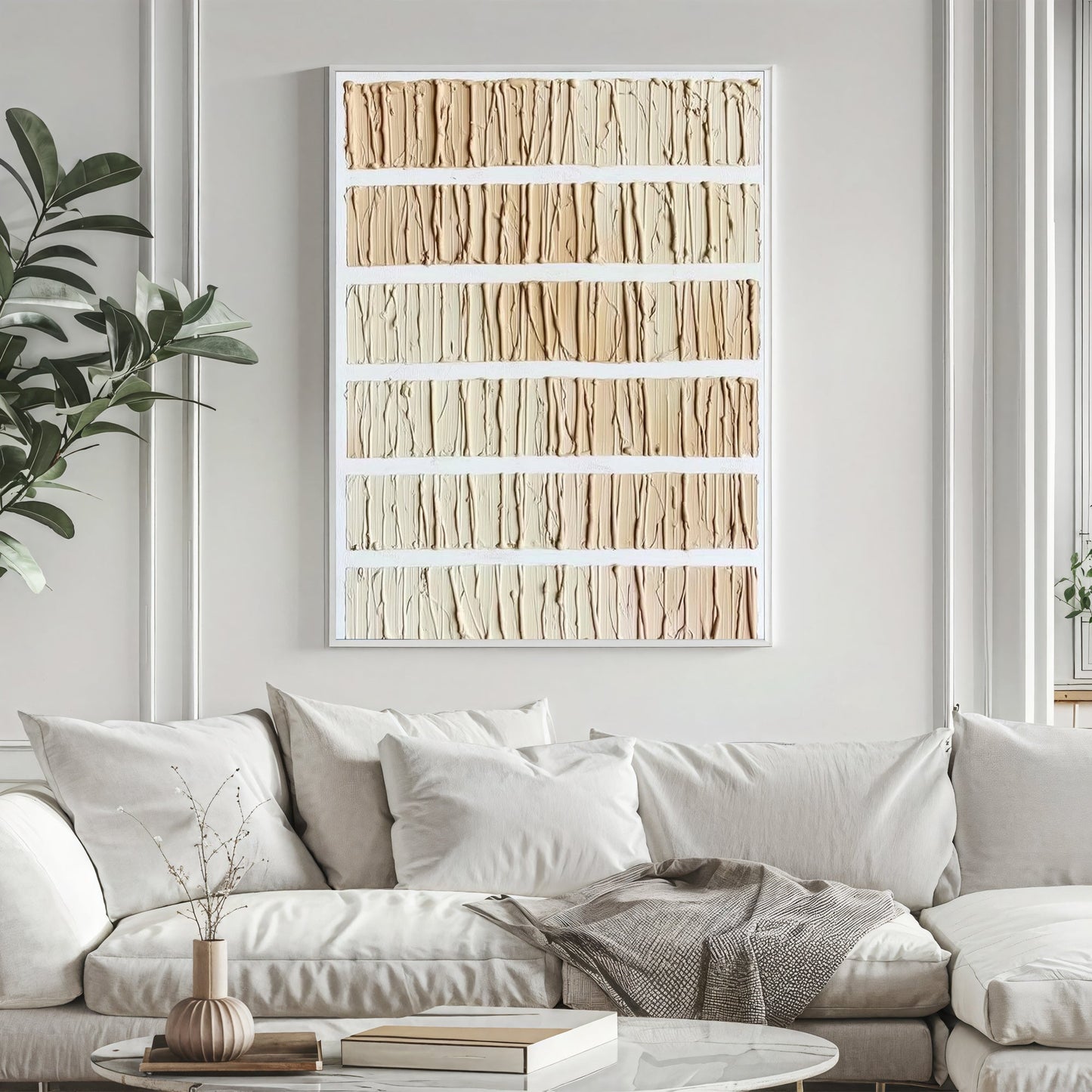 Neutral Striped Texture – Minimalist Abstract Painting