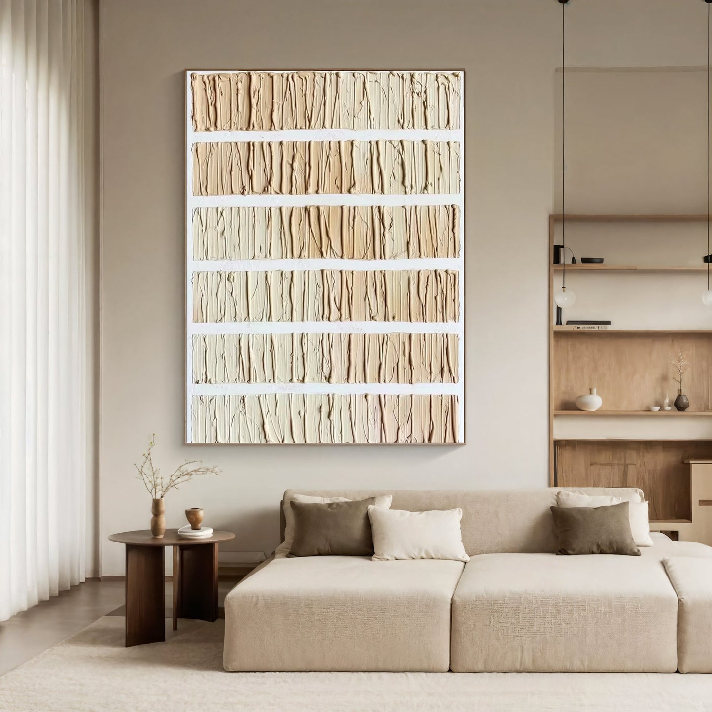 Neutral Striped Texture – Minimalist Abstract Painting