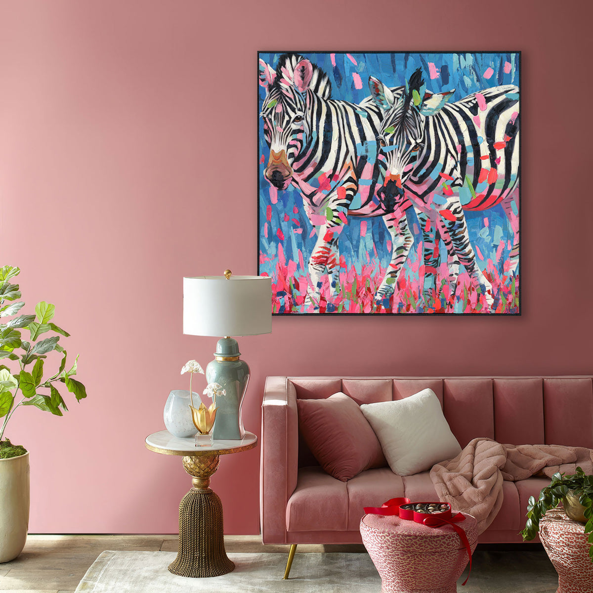 Colorful Zebra Oil Painting #P2646