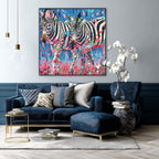 Colorful Zebra Oil Painting #P2646