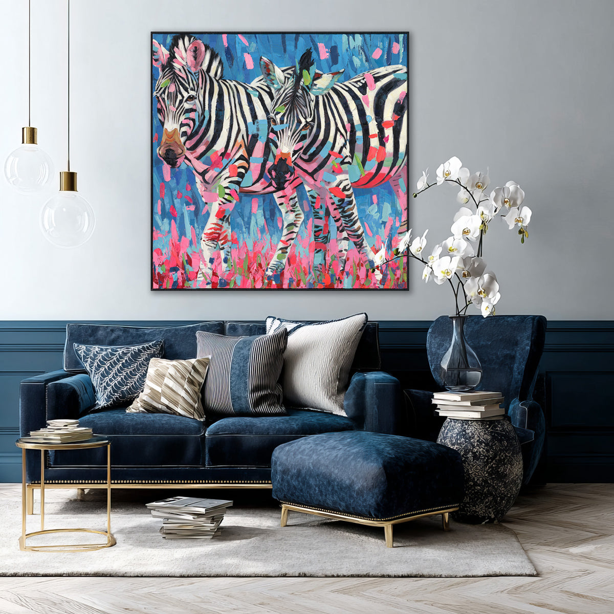 Colorful Zebra Oil Painting #P2646