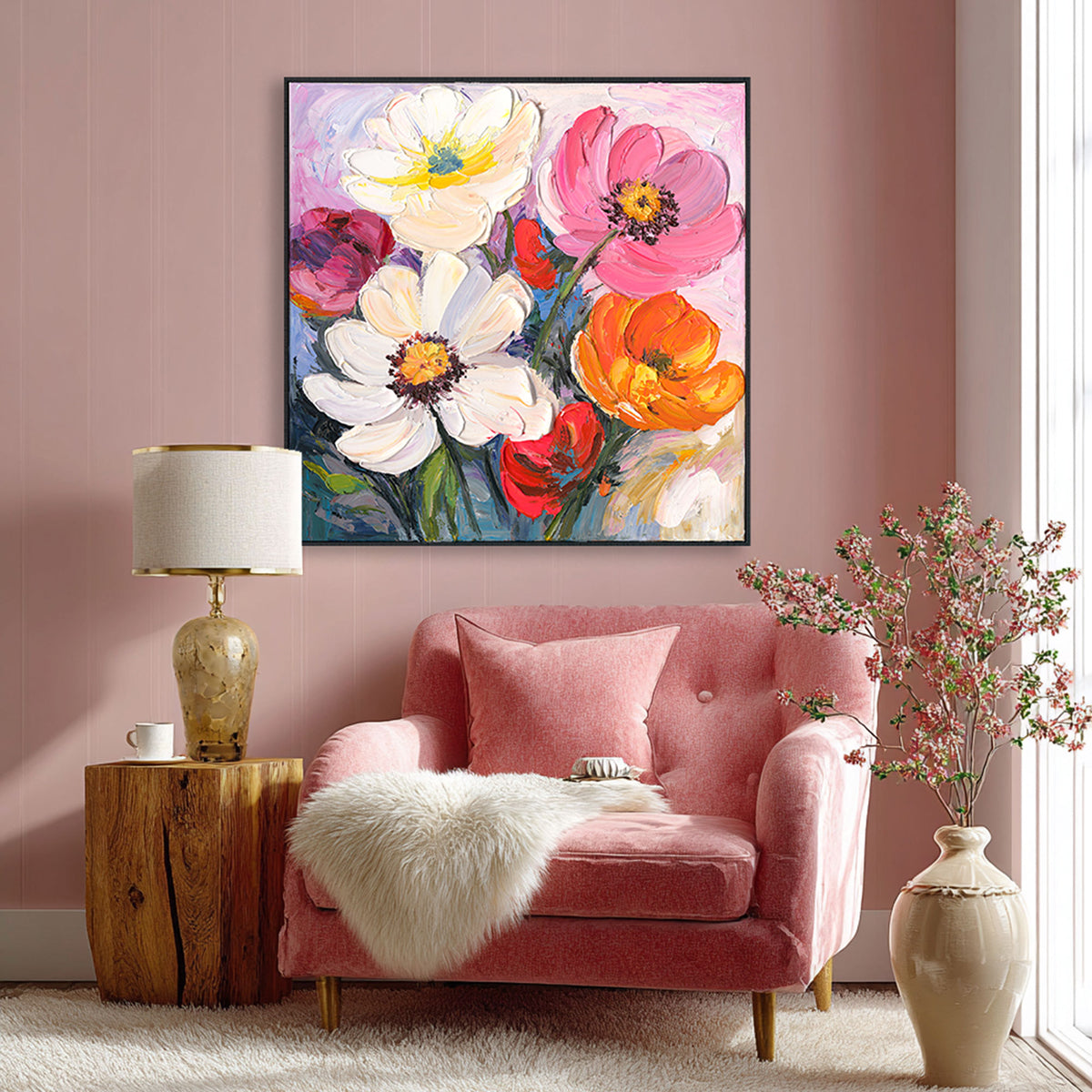 Spring Harmony Colorful Floral Painting #P2657