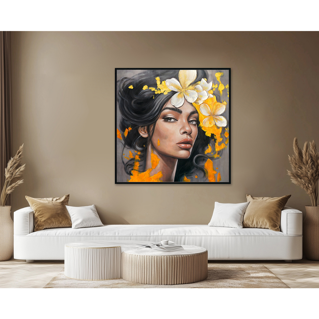 Golden Bloom Elegant Woman Portrait #P2706