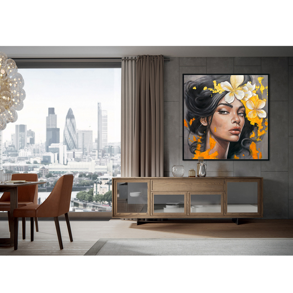 Golden Bloom Elegant Woman Portrait #P2706