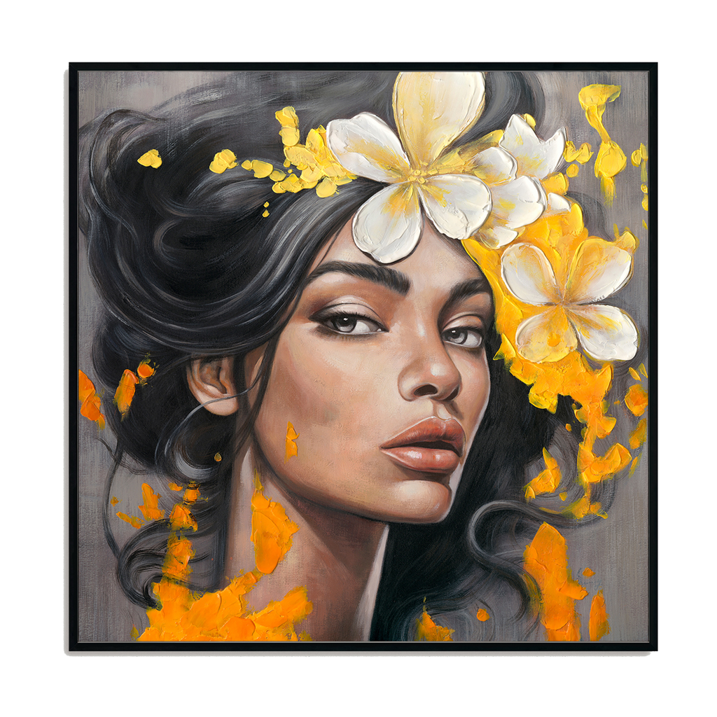 Golden Bloom Elegant Woman Portrait #P2706
