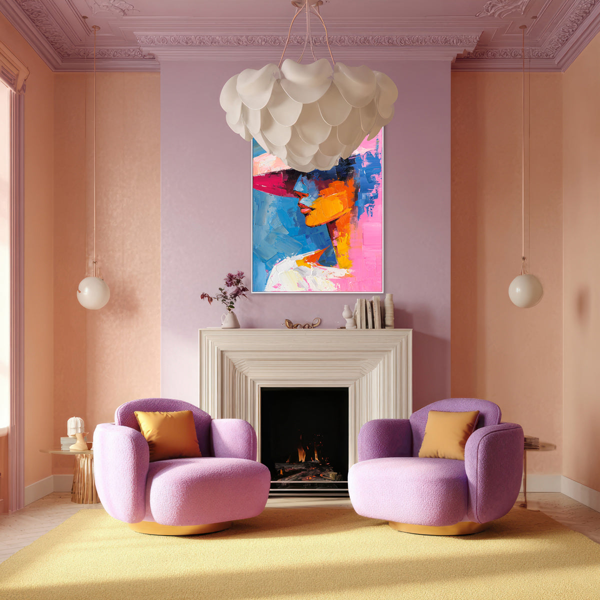 Sunset Fedora Colorful Portrait Painting #P2760