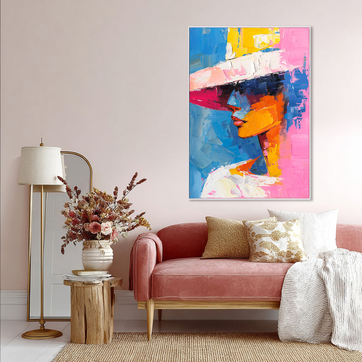 Pastel Hat Lady Abstract Art #P2760