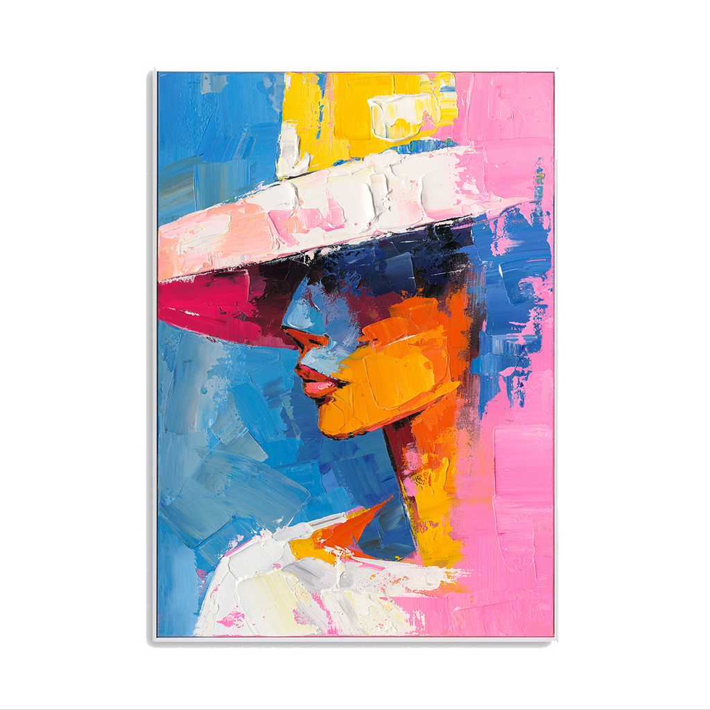 Pastel Hat Lady Abstract Art #P2760