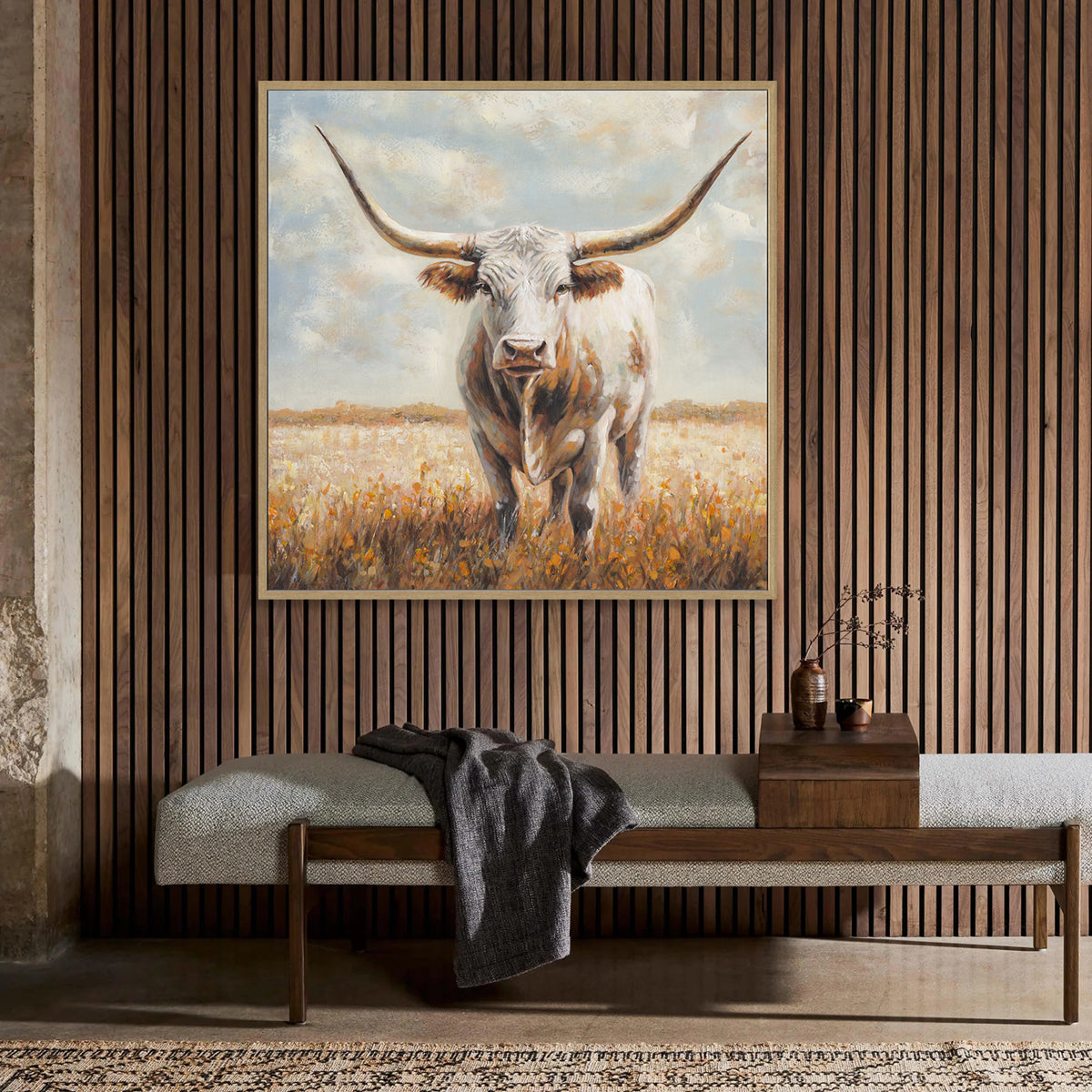 Prairie Monarch Longhorn Cow Painting #P2861